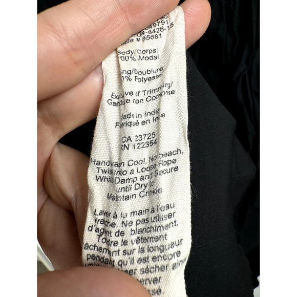 Aritzia Wilfred Black Bohemian Gothic Demure Modal Crinkle Mini Shirt Dress - Picture 9 of 10